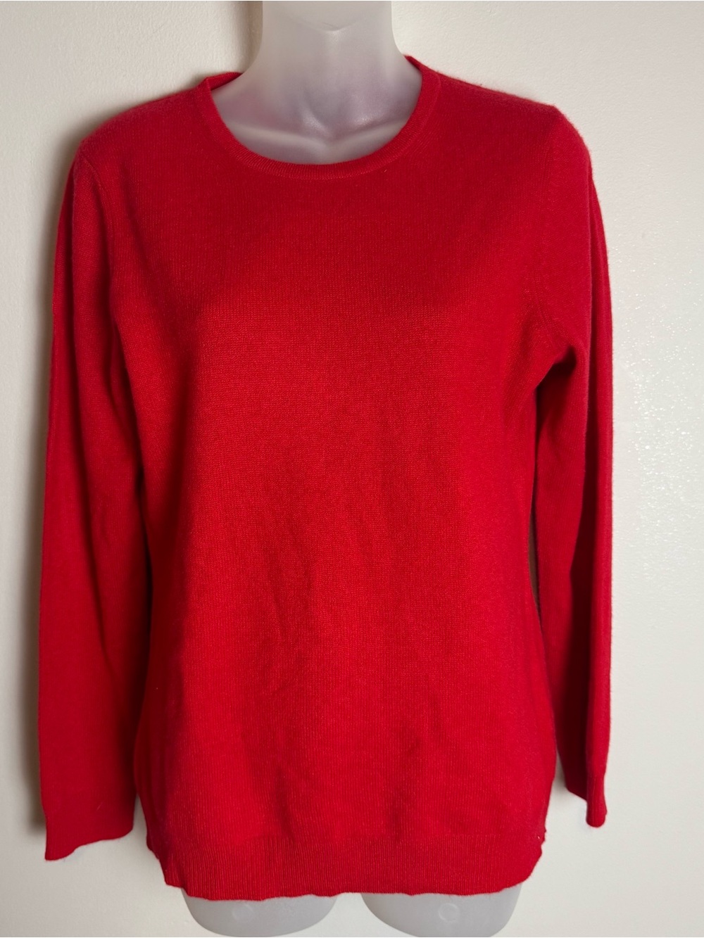 100% Cashmere Charter Club Luxury Bold Red Crew Neck Sweater Size Medium